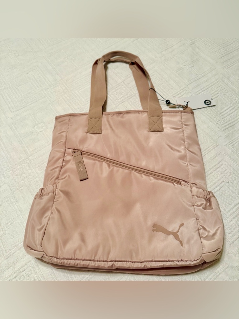 Tote laptop padded bag - Puma - NEW w/tags - beige / blush - Front Zip Pocket